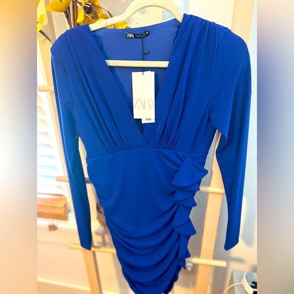 Sexy bright blue plunging neckline party dress - Picture 1 of 1